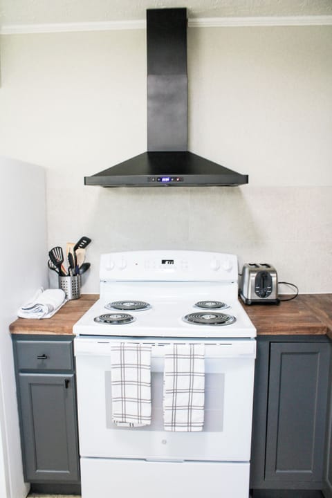 Bright space for cooking meals.
