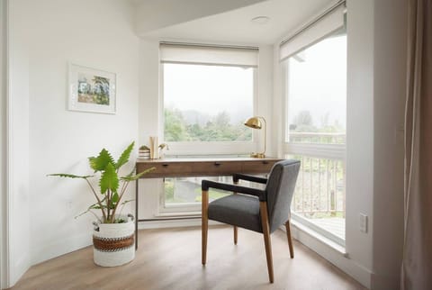Upstairs living room work area with incredible mountain views 