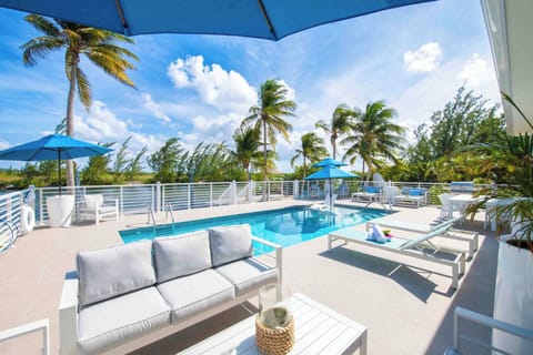 Spacious pool deck with plenty of areas to bask under the sun. 