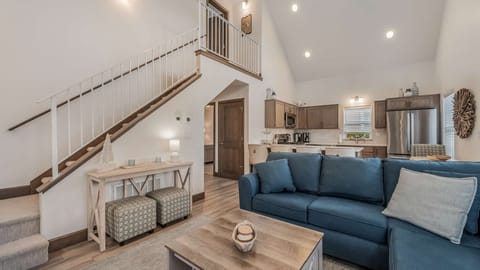 Open ceiling in the living room and kitchen.