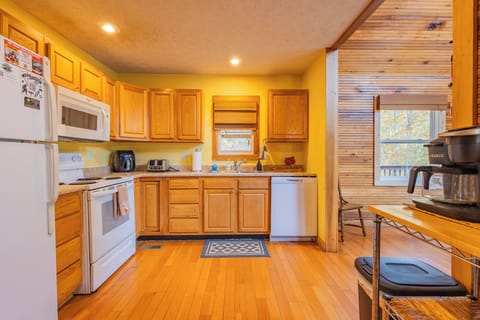 Kitchen with coffee bar.