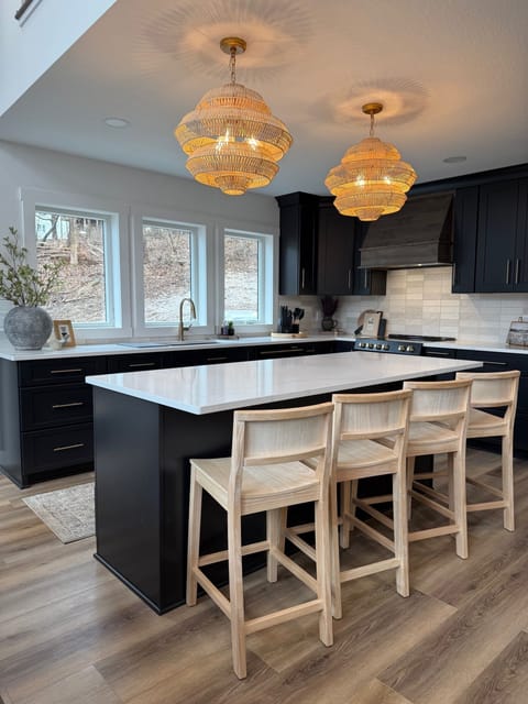 Fully equipped kitchen with NEW black and gold Forno appliances  