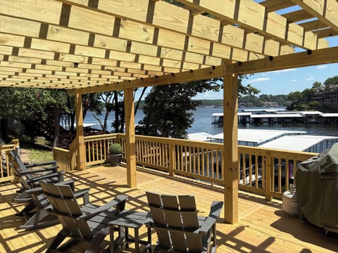 The view from our deck and the cozy pergola makes for a great place to relax!