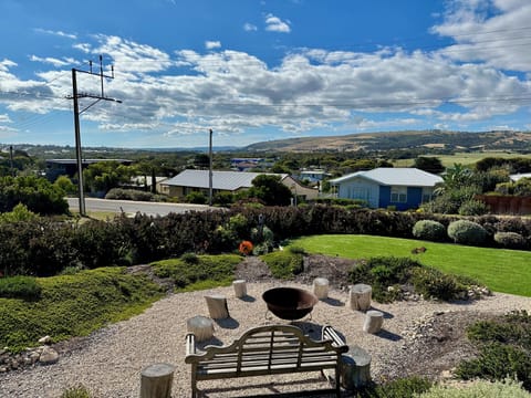 Spectacular view over the hills and beyond from the elevated deck.