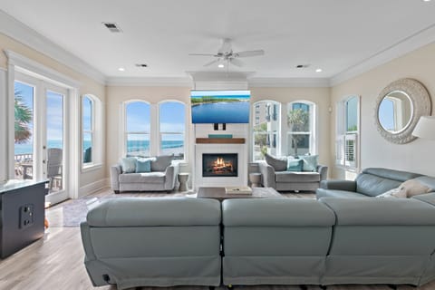 This Beachfront, Remodeled, Fully-stocked Home has a Private, Heated Pool, HUGE views of the beach and Gulf of Mexico. 5 Bedrooms and 3 Bathrooms provides plenty of space for your whole group!