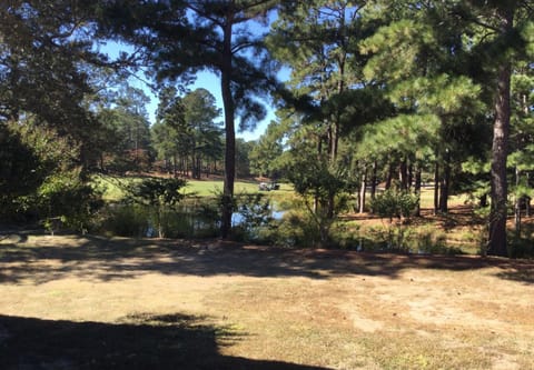 Your view from the terrace — the 2nd hole of Pinehurst Course No. 5.