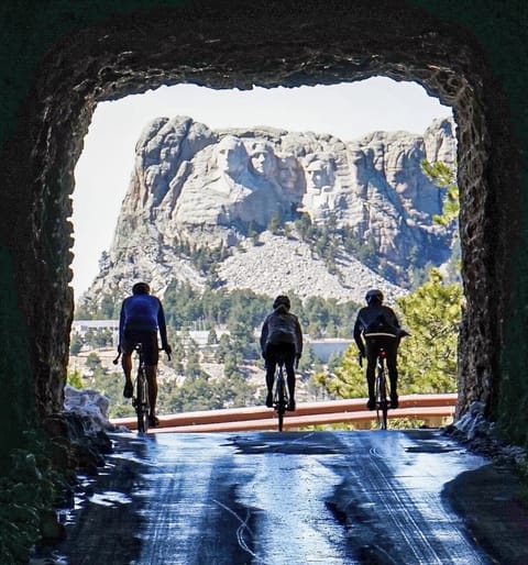 Just up Iron Mountain Road, tunnel  through sheer rock framing Mt. Rushmore