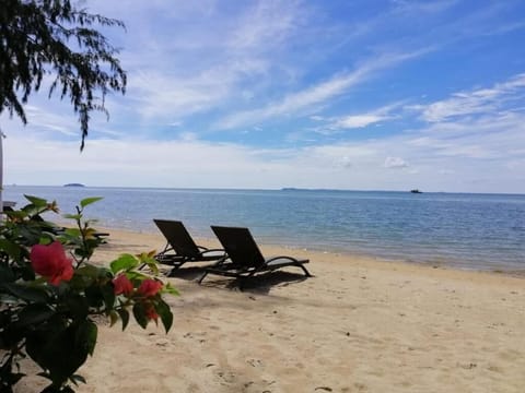 On the beach, white sand, beach bar