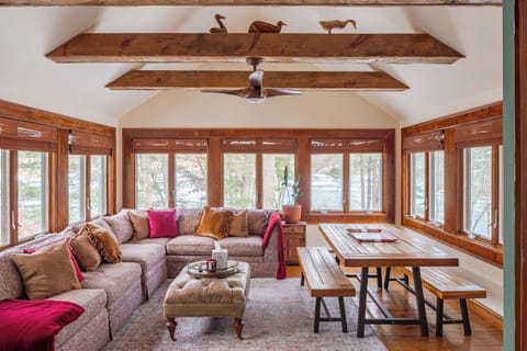 Dine in our all-season room with lovely lake views on all sides!