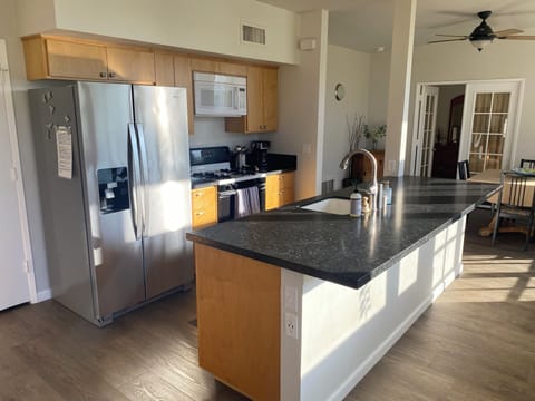 A true chef's kitchen well stocked with all the amenities.