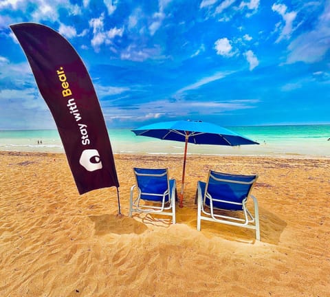 On the beach, white sand