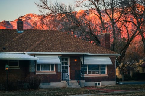 Front entrance with evening alpenglow