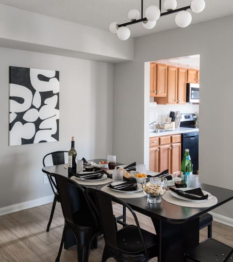 You’ll feel right at home in this inviting dining room, where you can enjoy meals with family or friends in a warm and comfortable setting.