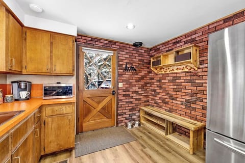 Rustic kitchen with a view.