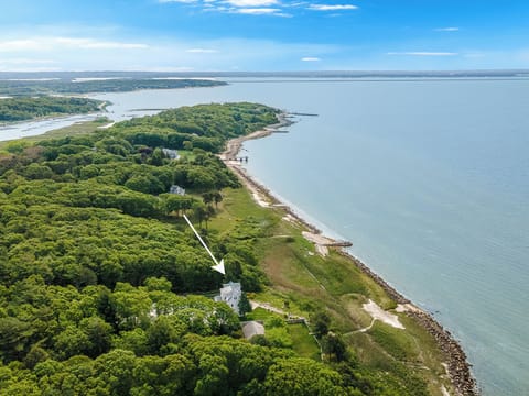 Aerial view of house looking east on Buzzard's Bay
