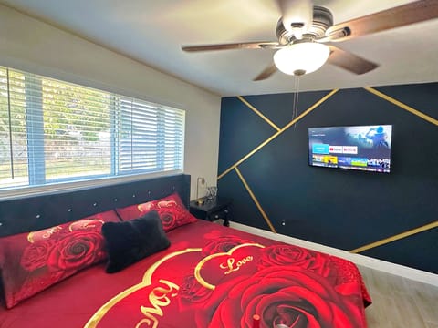 Room 1: king bed , smart tv