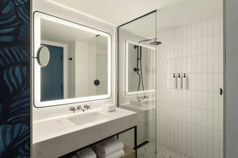 Hair dryer, bathrobes, slippers, towels