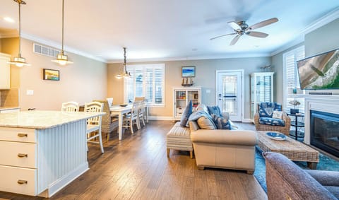 View of living room and dining area
