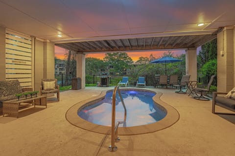 The private pool deck is perfect for lounging or entertaining.