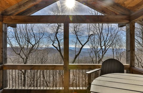 Upper level private deck with a fantastic view of the Blue Ridge Mountains 