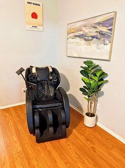 Unwind in our relaxation nook — full-body massage chair included.