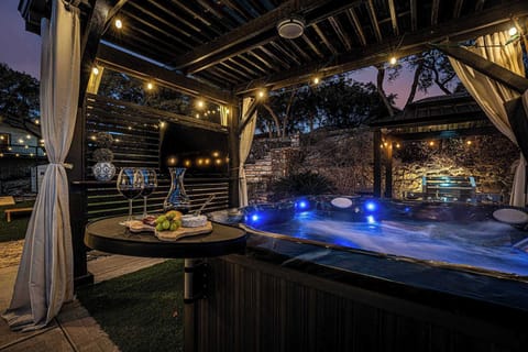 Rejuvenate in the hot tub while enjoying peaceful surroundings.