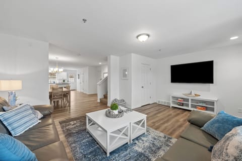 Comfortable seating off dining room, smart TV