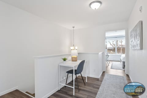 Cozy work area at top of stairs