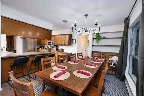 Gather around! Our dining area comfortably seats 10 guests and includes a high chair for your little one—perfect for family meals.