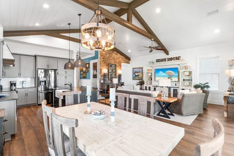 The cathedral ceiling allows for so much natural light in every corner of the great room!