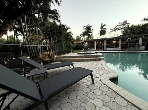 Our pool is heated and has a special high-end saltwater system.  It's easier on you skin than traditional chlorine.