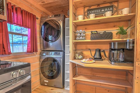Coffee and tea bar for breakfast. Full size washer and dryer.