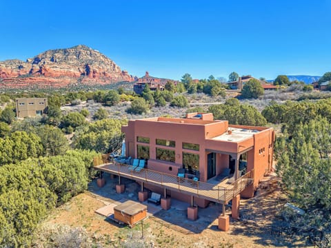 Private hot tub and wrap around balcony for stargazing and relaxing after a day of exploring.  The Private Villa. 