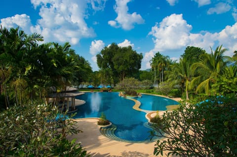 Outdoor pool, open 7:00 AM to 8:00 PM, pool umbrellas, sun loungers