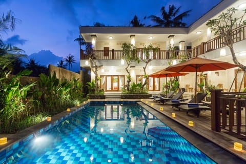 Outdoor pool, sun loungers