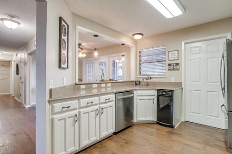 Convenient laundry area with a washer and dryer, perfect for extended stays or keeping your wardrobe fresh