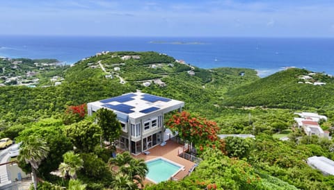 An aerial view of the Glass House
