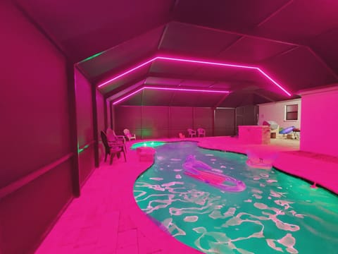 LEDs in the pool and on the enclosure bring the vibes you need