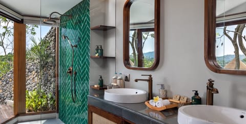 Luxury Pool Tent | Bathroom | Free toiletries, hair dryer, slippers, towels