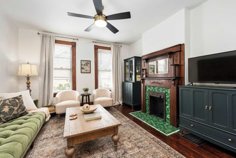 Stream your favorites on the smart TV in the sophisticated living room