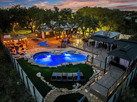 Pool area surrounded by event space