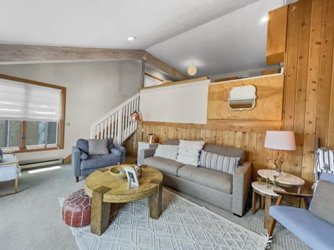 Living Room with steps to kitchen