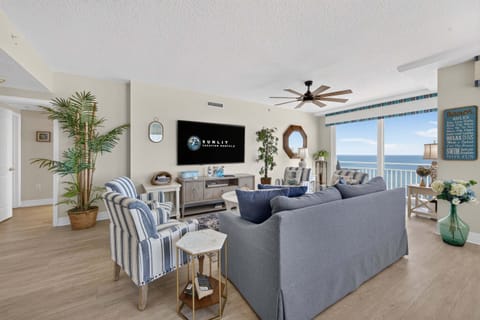 Living room with access to direct oceanfront balcony