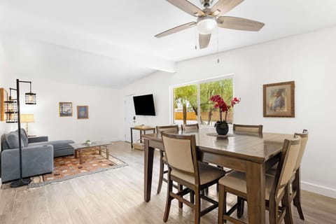 Cook, eat, and connect in this well-appointed kitchen and dining area