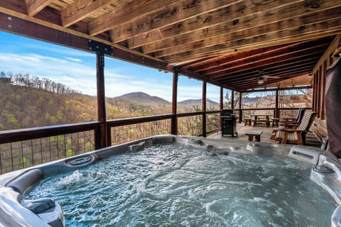 Wrap around deck with hot tub