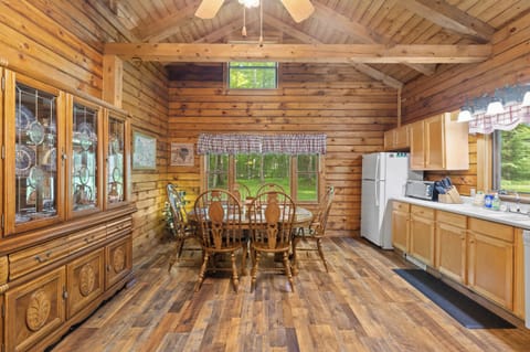 Spacious kitchen is fully stocked for your home cooked meals.