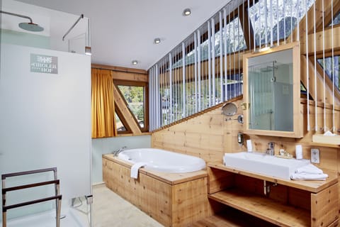 Suite (Spa Zirben) | Bathroom | Free toiletries, hair dryer, towels