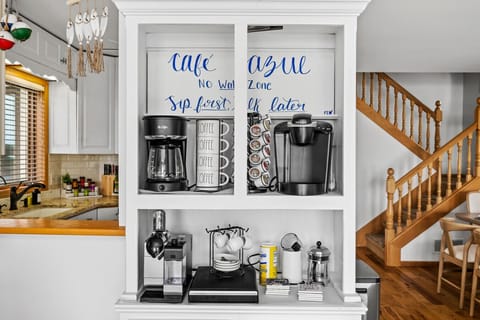 Enjoy our beverage bar, nespresso, brew coffee, keurig, tea