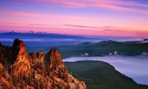 Newberry National Volcanic National Monument includes 54,000+ acres of lakes, lava flows, and spectacular geologic features in central Oregon.
