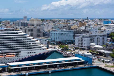 City view with cruise ship docked near the property by sea